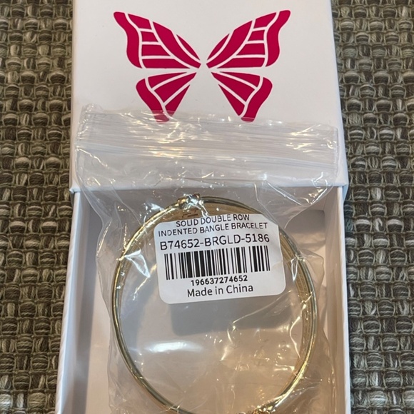 Adina Eden Solid Double Row Indented Bangle Bracelet, Gold - NWT - Picture 5 of 5